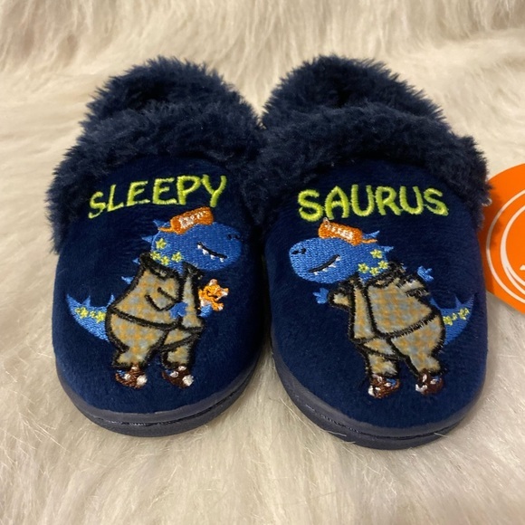 Wonder Nation Dinosaur Slippers Boys Size 5-6 Blue “Sleepy Saurus”‎ Slip … - Picture 1 of 6